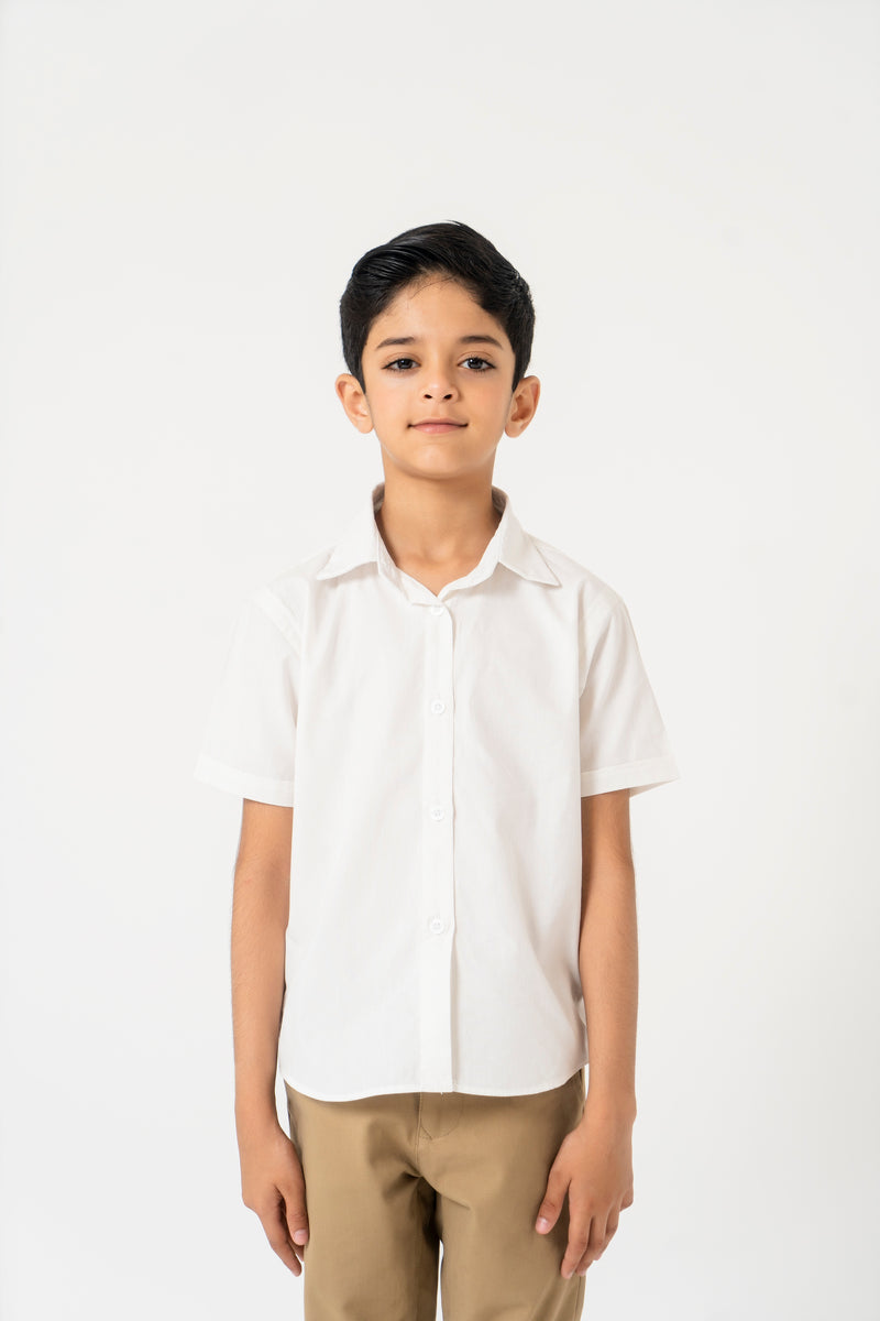 Boys Short Sleeves Button down shirt - White