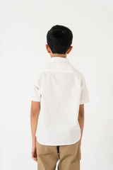 Boys Short Sleeves Button down shirt - White