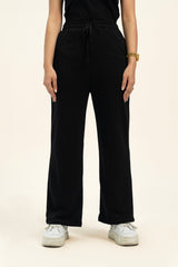 Wide Leg Pants in Terry - Black