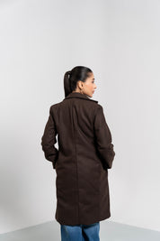 Classic One-Button Wool Coat - Chocolate Brown