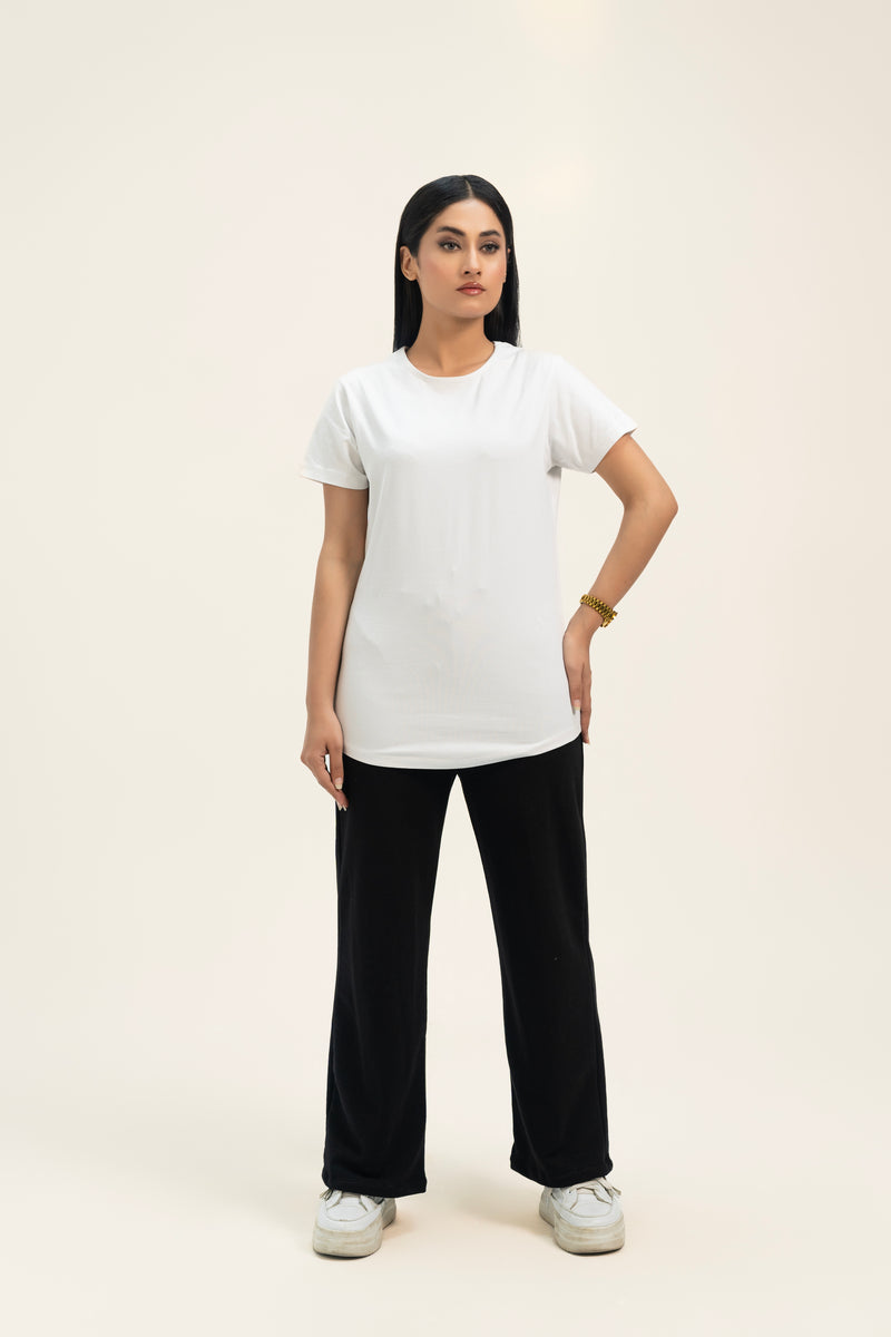 Curved Hem T-Shirt - White