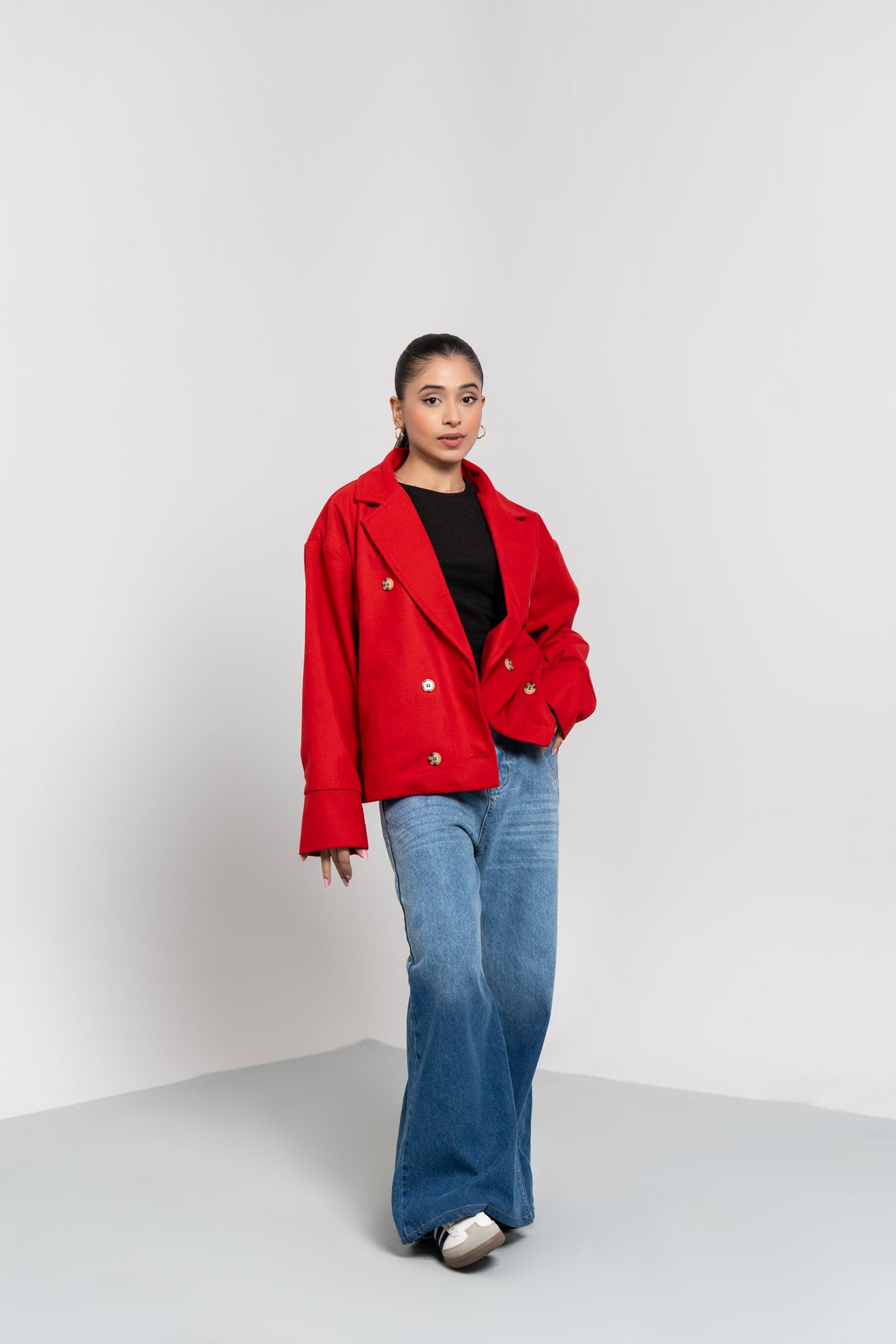 Double Breasted Wool Jacket - Red