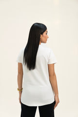 Curved Hem T-Shirt - White