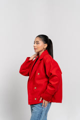 Double Breasted Wool Jacket - Red