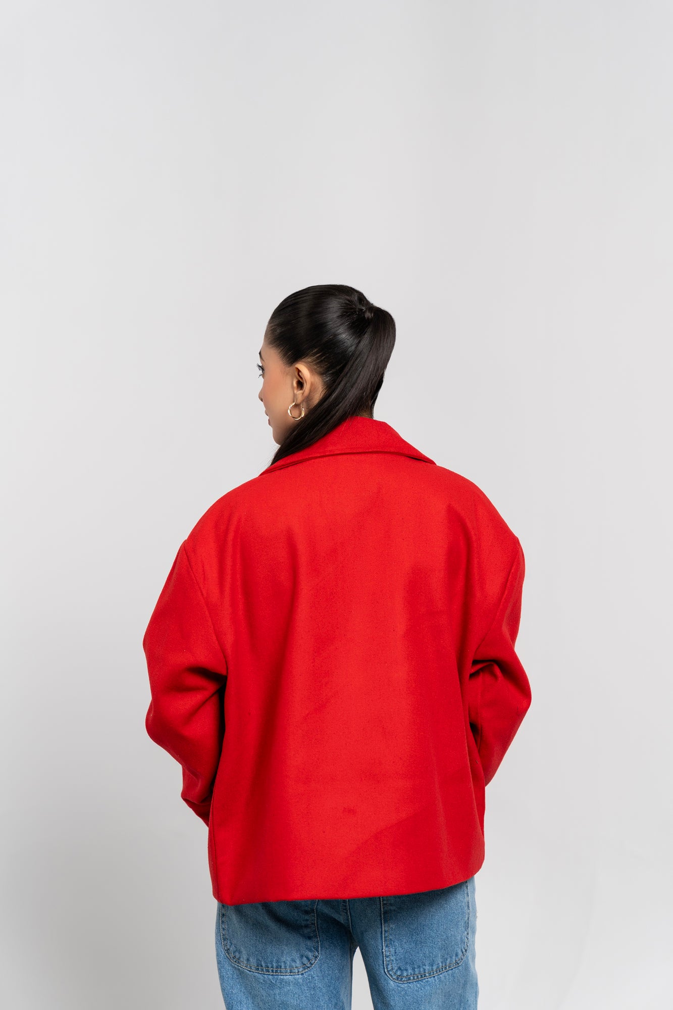 Double Breasted Wool Jacket - Red