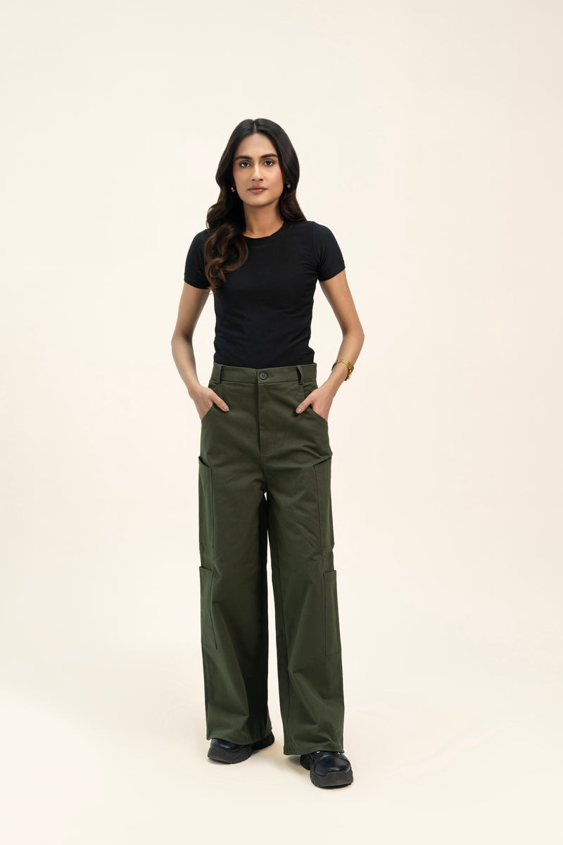 Wide leg utility Pants - Green