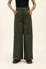 Wide leg utility Pants - Green