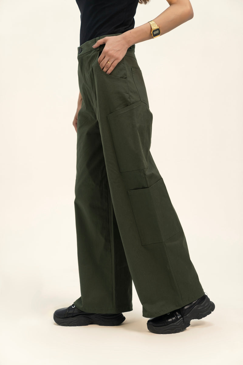 Wide leg utility Pants - Green