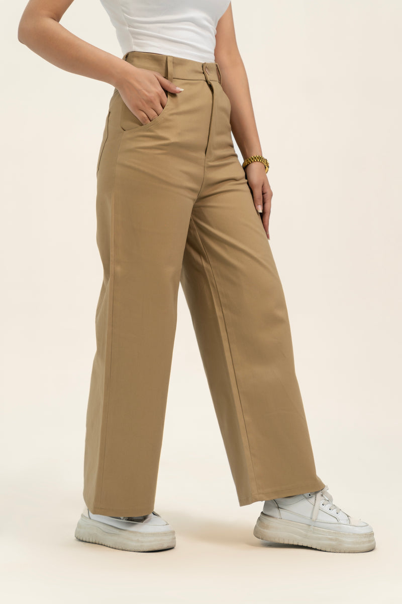 Scoop Pocket Wide Leg Pant - Camel Bown