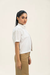 Cropped Boxy Pocket Fit Shirt - White