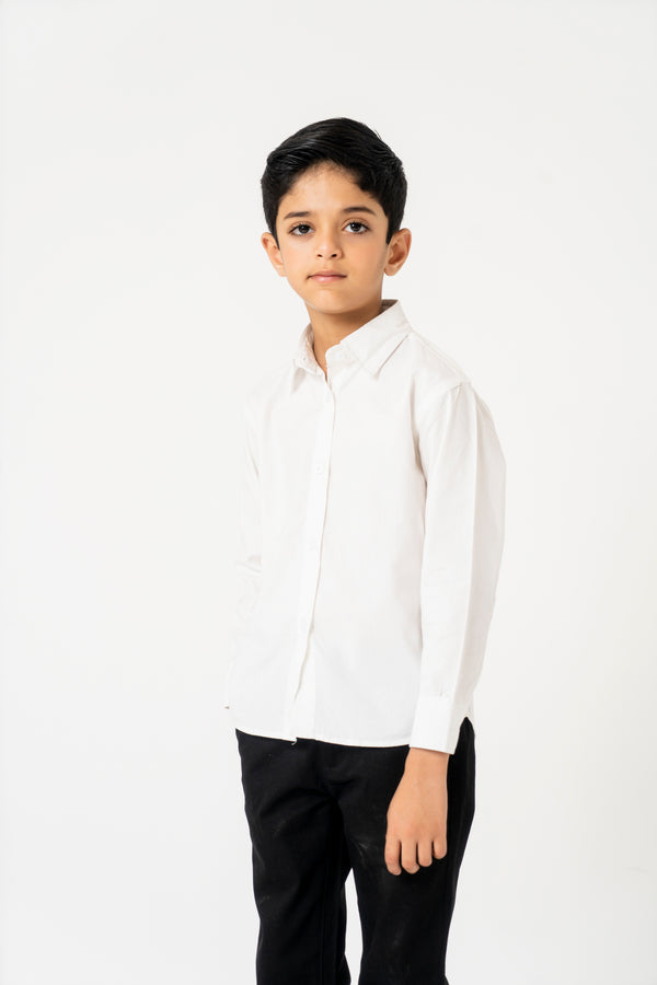 Boys Full Sleeves Button down shirt - White