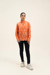 Broderie Anglaise Long Shirt - Coral