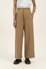 Tie Waist High Rise Pant - Camel Brown