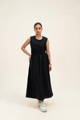 Round Neck Sleeveless Dress - Black