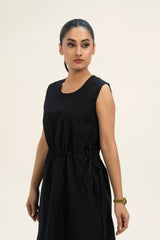 Round Neck Sleeveless Dress - Black