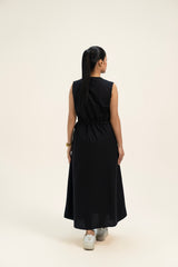 Round Neck Sleeveless Dress - Black