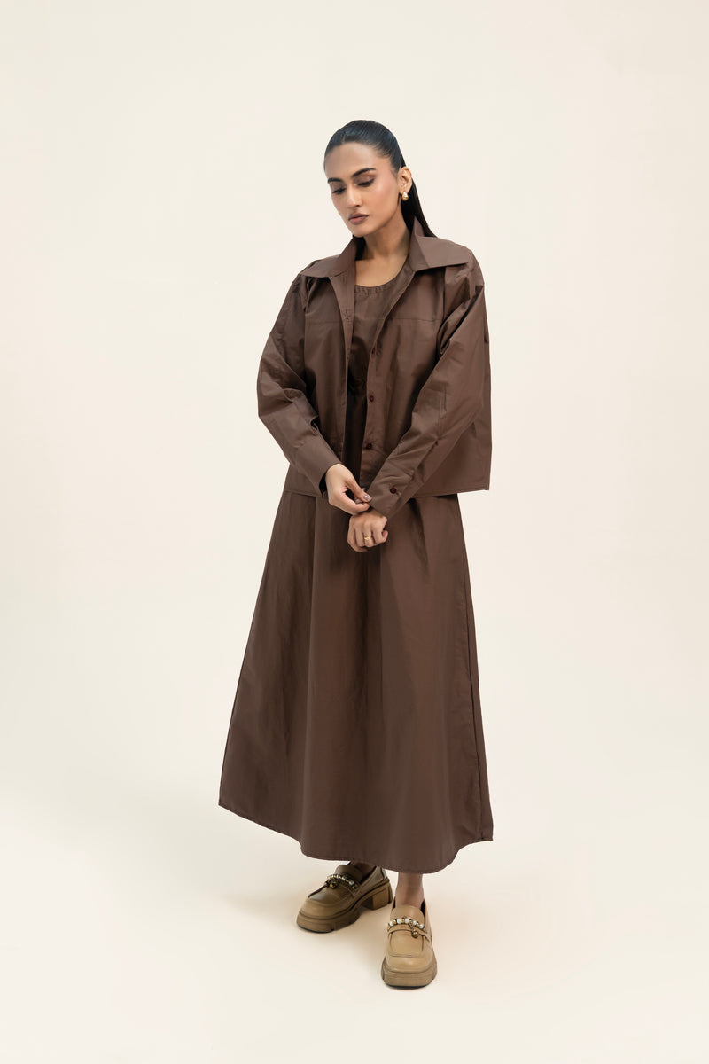 Round Neck Sleeveless Dress - Mocha Brown