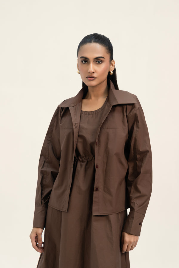 Pleated Cuff Shirt - Mocha Brown