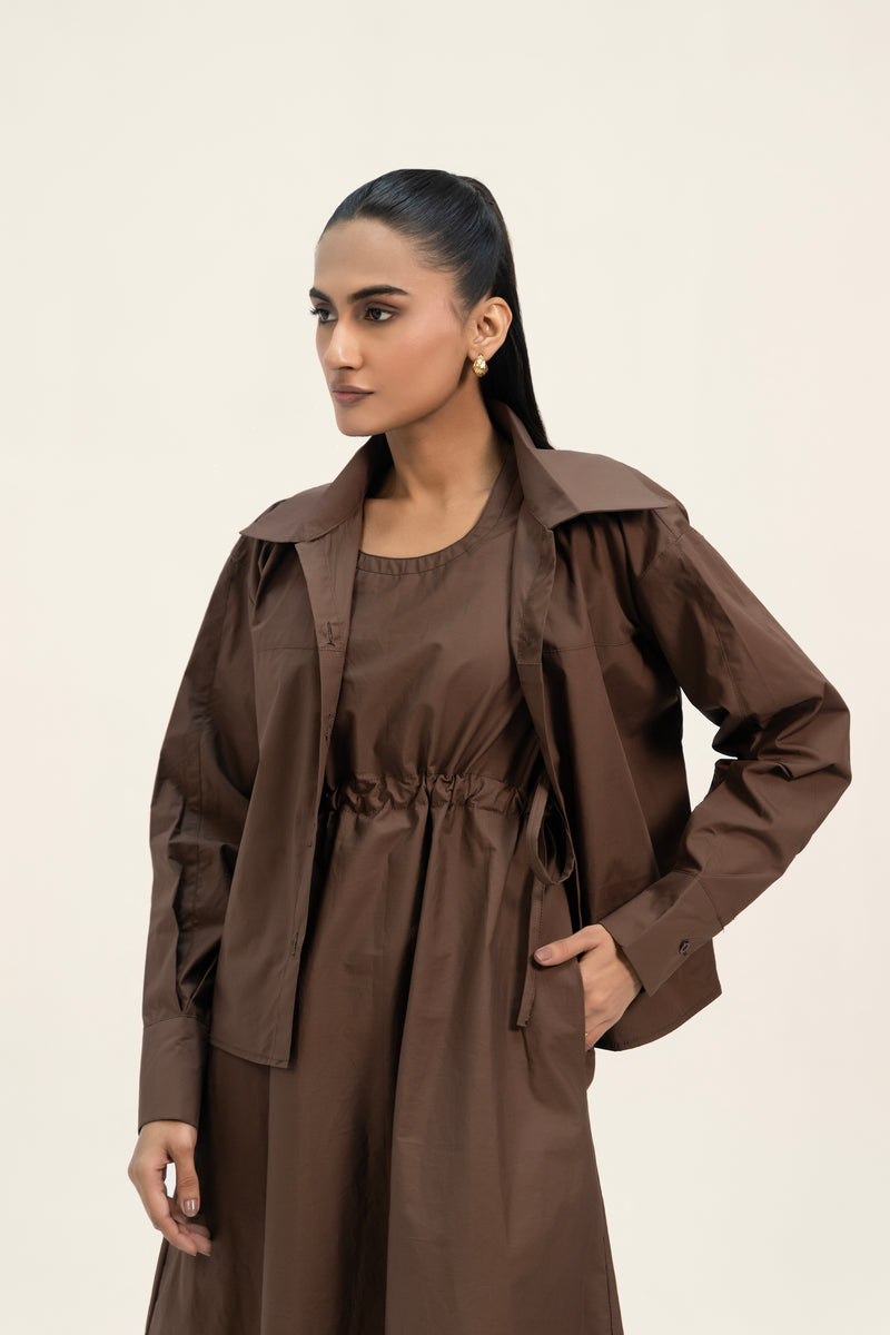 Pleated Cuff Shirt - Mocha Brown