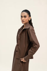 Pleated Cuff Shirt - Mocha Brown