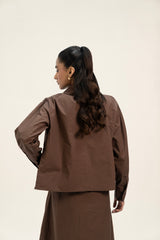 Pleated Cuff Shirt - Mocha Brown