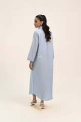 Oversized Shirt Dress - Sky Blue White Pinstripe