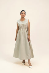 Round Neck Sleeveless Dress - Stone