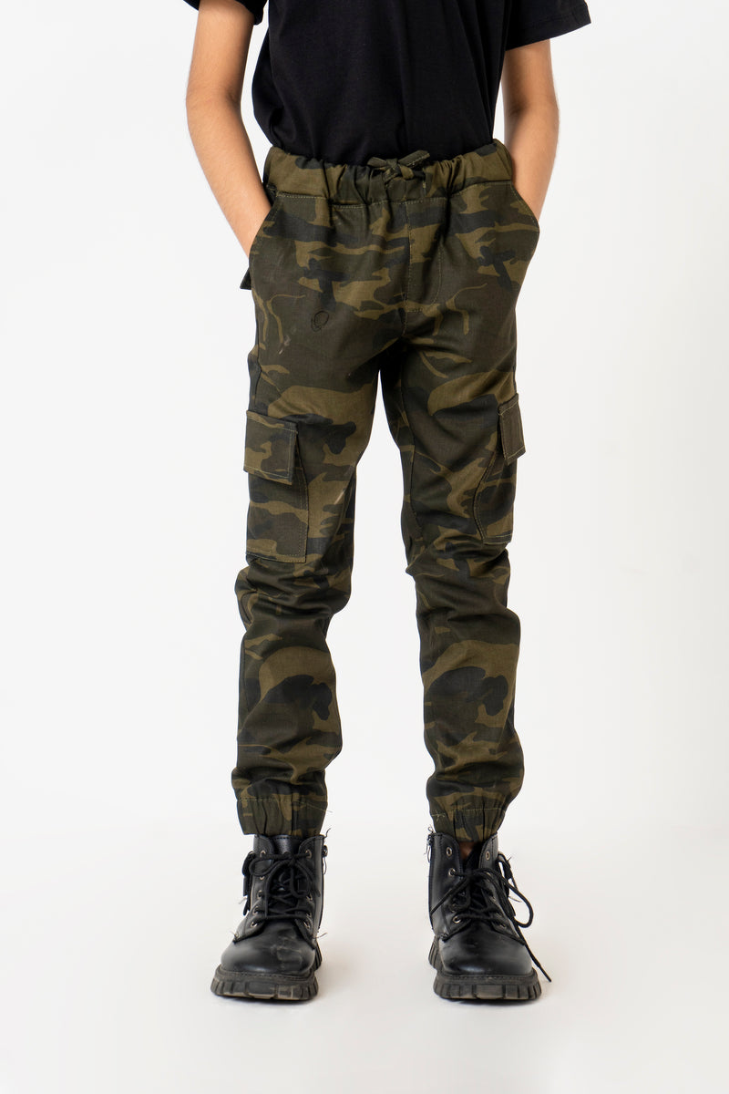 Boys Jogger Pants. - Camouflage Green
