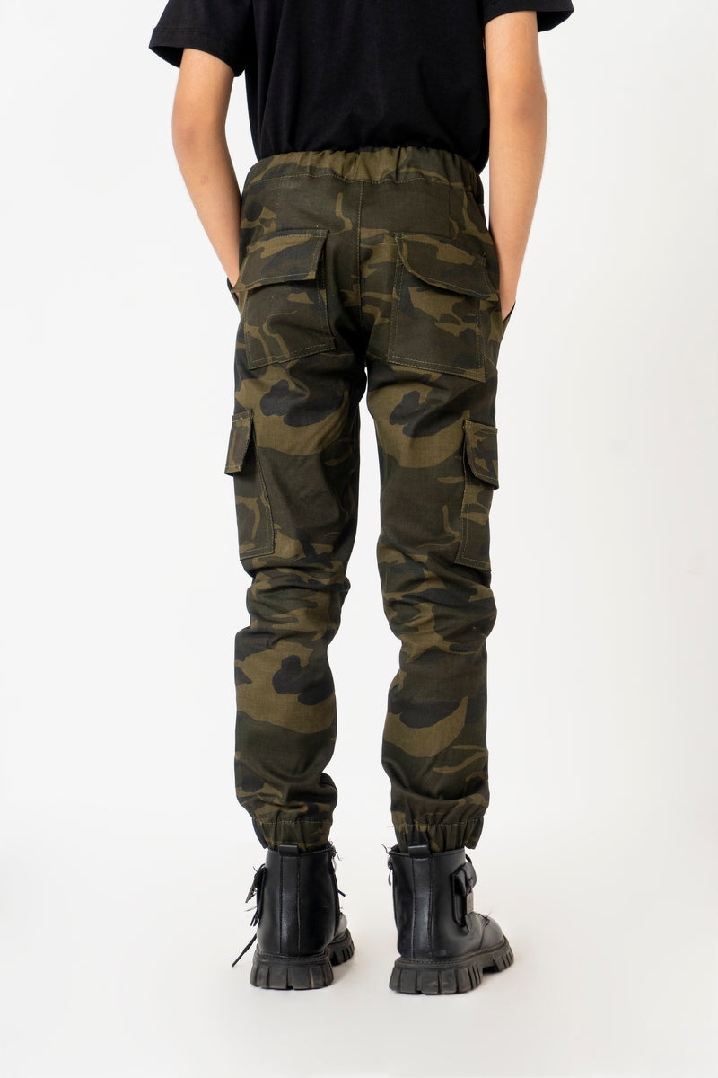 Boys Jogger Pants. - Camouflage Green