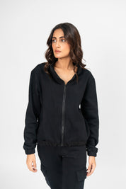 Fleece  Bomber Jacket - Black