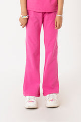 Girls Flared Pant in Jersey - Fuchsia pink