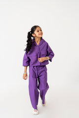 Girls Boxy Pocket Fit Shirt - Purple