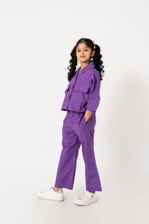 Girls Boxy Pocket Fit Shirt - Purple