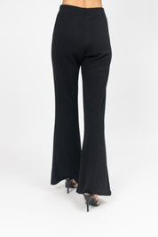 Wide Leg Knit Flared Pant - Black