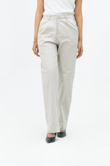 Straight Leg Pleated Pant - Stone