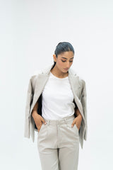 Oversized Straight Fit Blazer - Stone