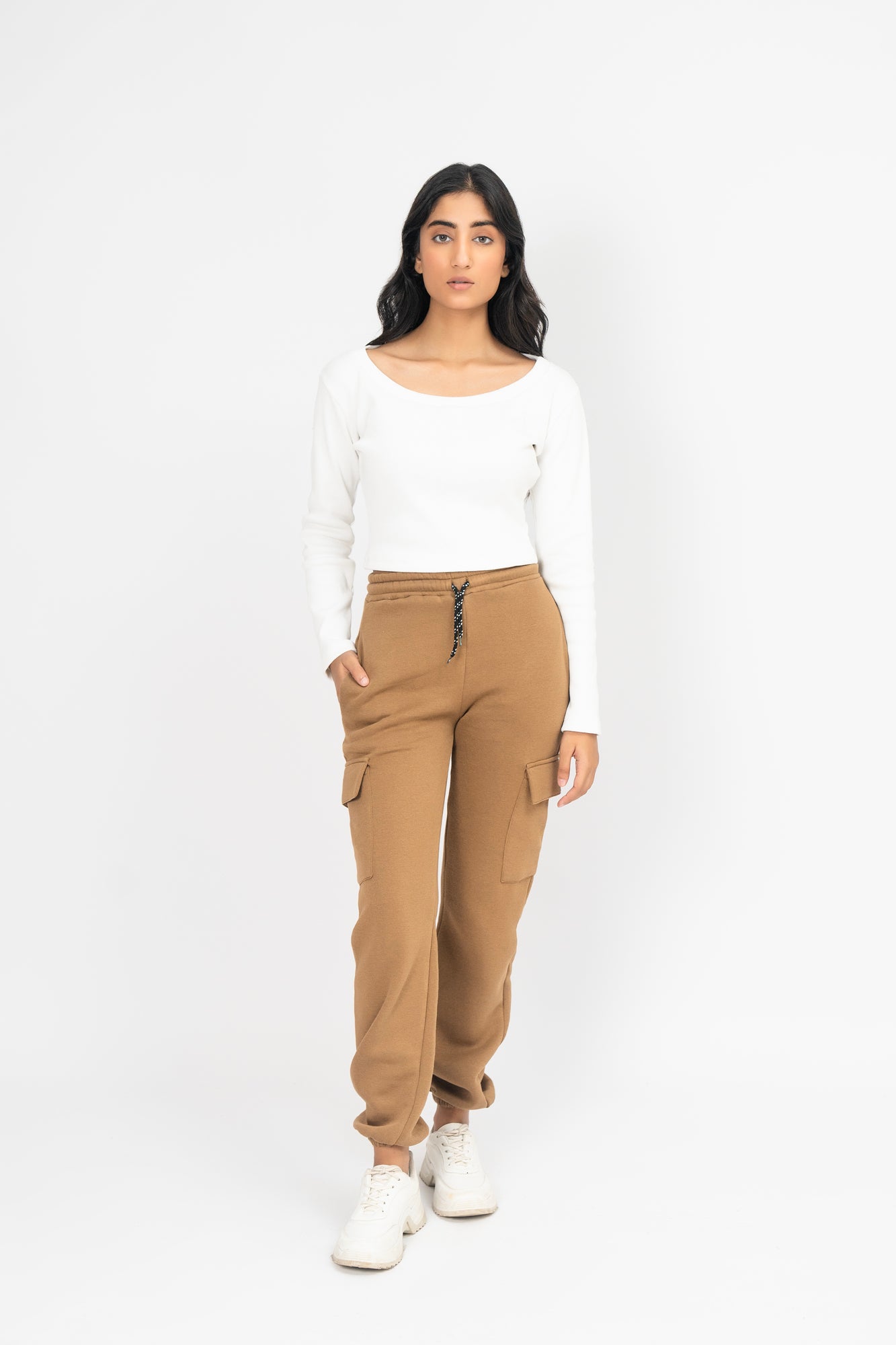 Scoop Neck Cropped Top - White