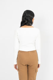 Scoop Neck Cropped Top - White