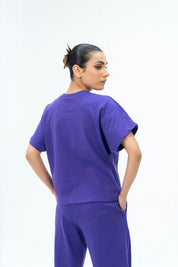 Short Sleeve Knit Top - Purple