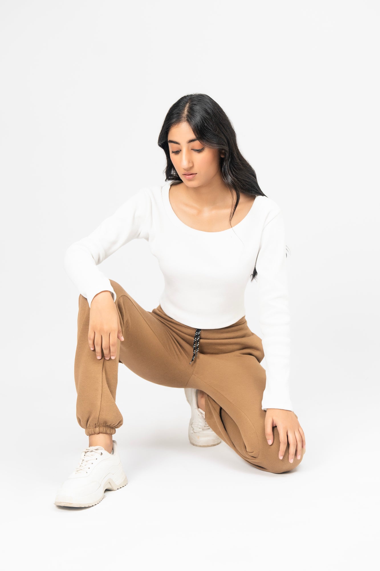 Scoop Neck Cropped Top - White