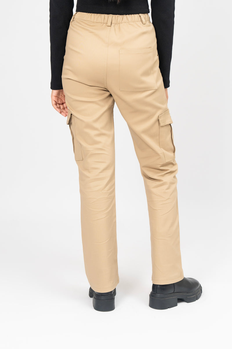 High Waisted Cargo Pant - Camel Brown