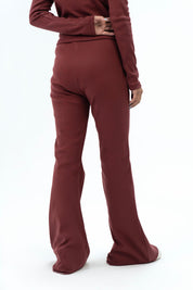 Front Pocket Flared Pant with Golden Button - Maroon