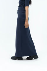 Long Knit Skirt - Navy Blue