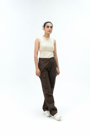 Sleeveless Rib Knit Vest - Cream