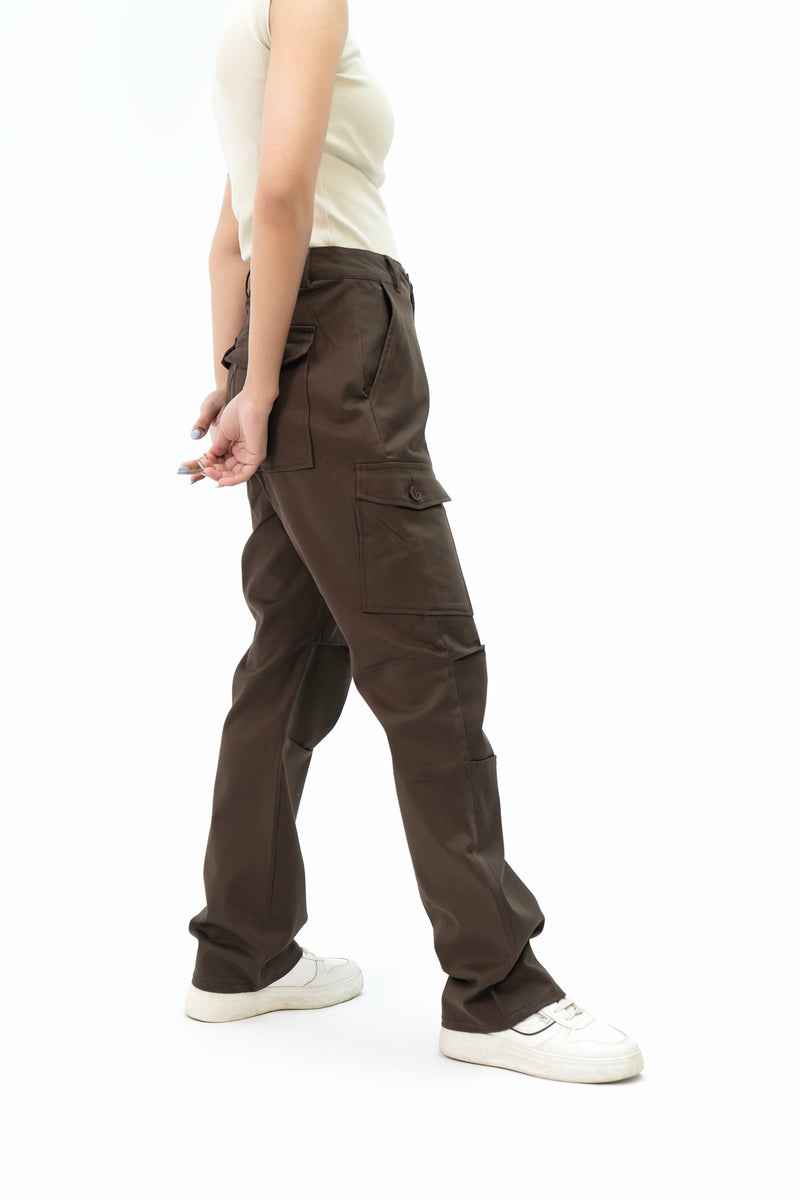 Slanted Pockets Cargo Pant - Chocolate Brown