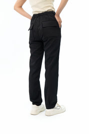 Darted Hem Straight Fit Pant - Black