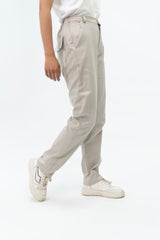 Darted Hem Straight Fit Pant - Stone