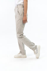 Darted Hem Straight Fit Pant - Stone