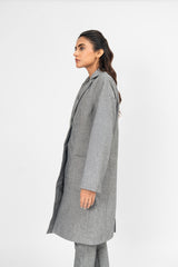 Long Coat with Patch Pocket - Grey