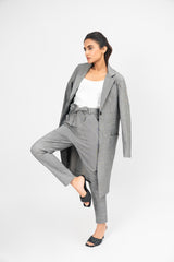 Long Coat with Patch Pocket - Grey